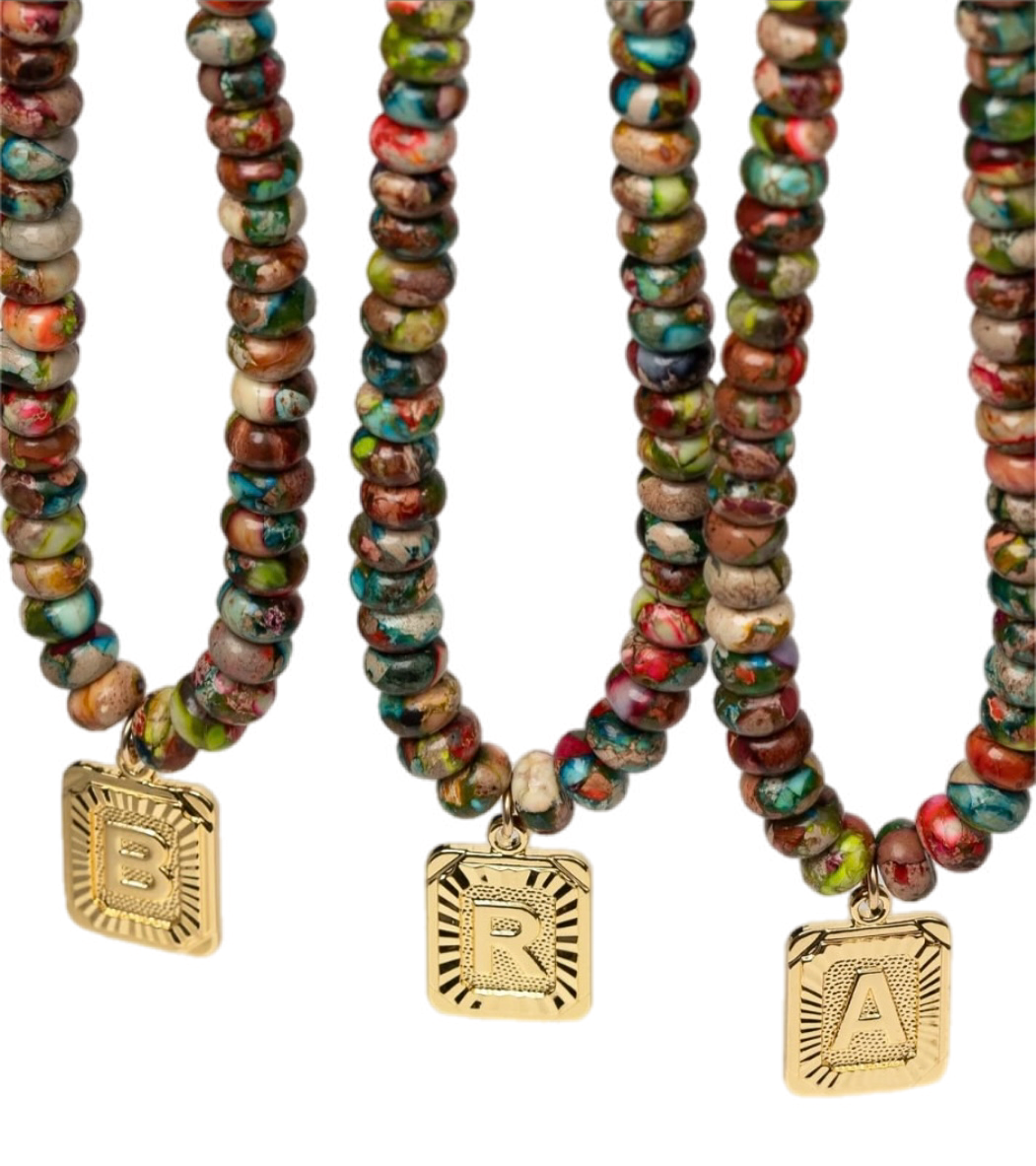 Watercolor Initial Card Necklace