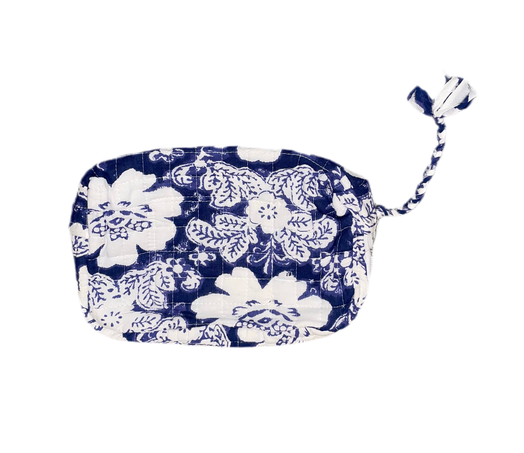 Flowers Indigo Travel Pouch