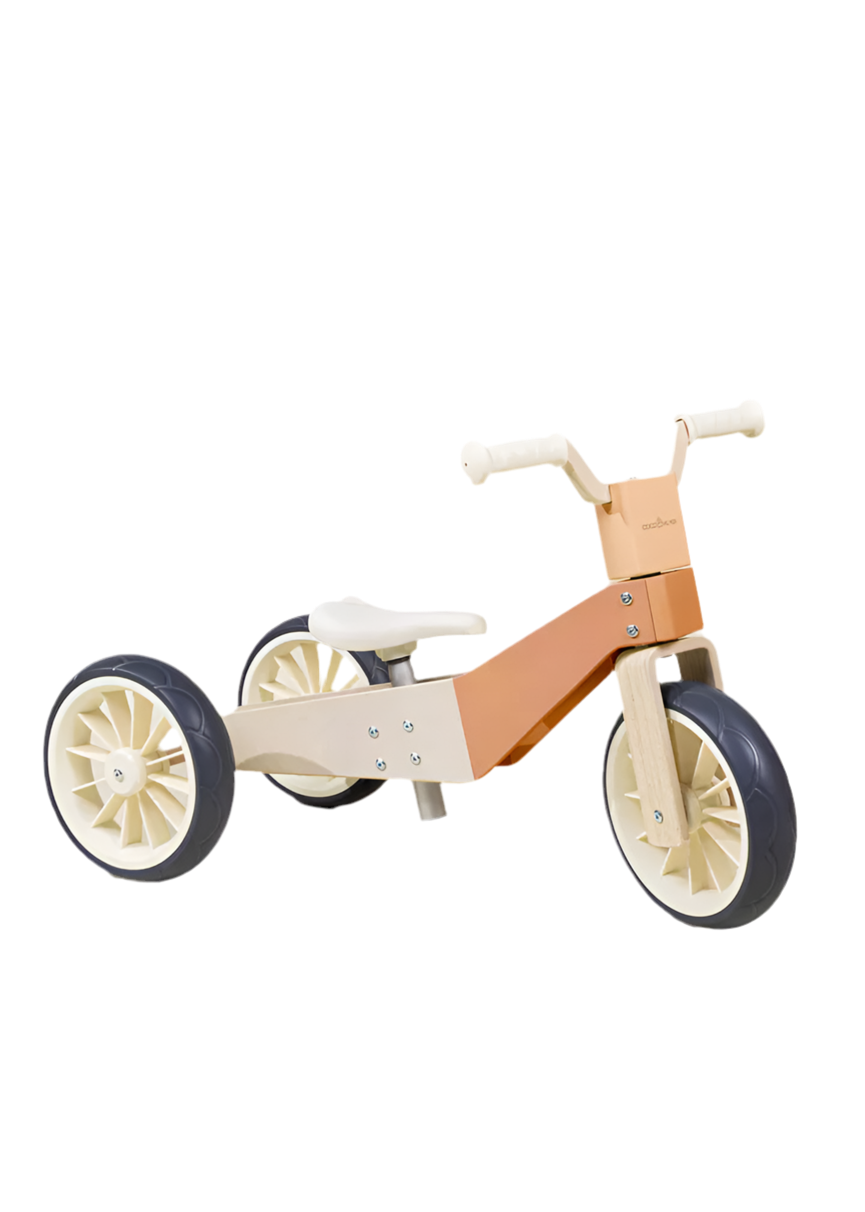 Grow With Me: 3-in-1 Convertible Wooden Balance Bike - Grapefruit