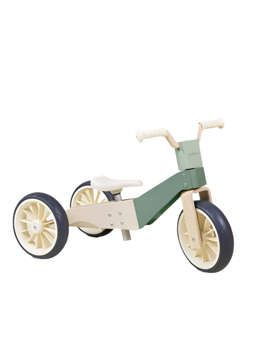 Grow With Me: 3-in-1 Convertible Wooden Balance Bike - Seafoam