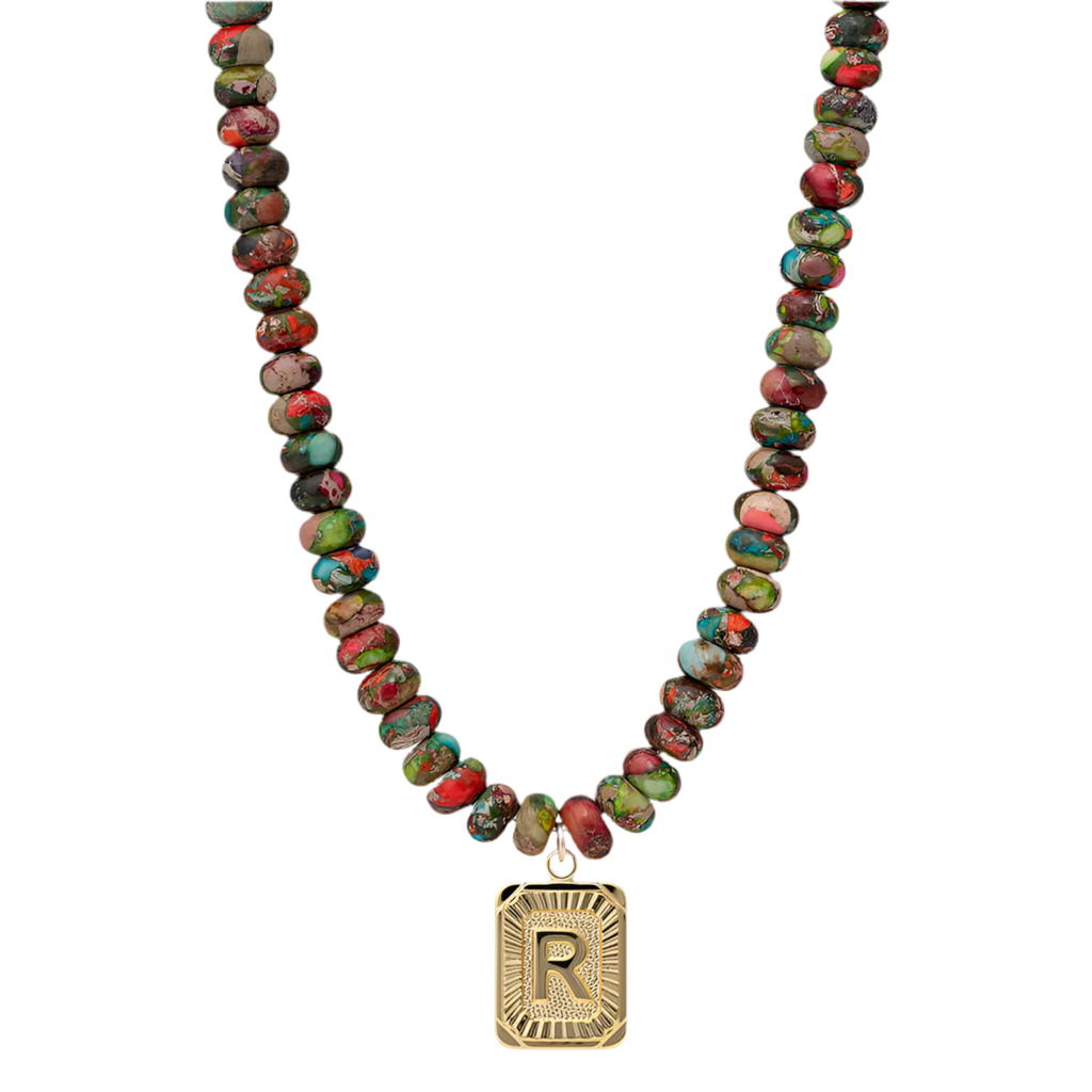 Watercolor Initial Card Necklace