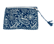 Load image into Gallery viewer, Paisley Dark Blue Beauty Pouch
