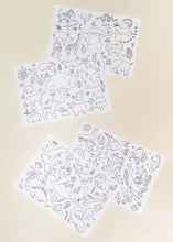 Load image into Gallery viewer, Playdate Pack: 4 Reusable Coloring Mats with 12 Markers
