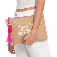 Load image into Gallery viewer, Natural Jute Pouch with Pink Tassel
